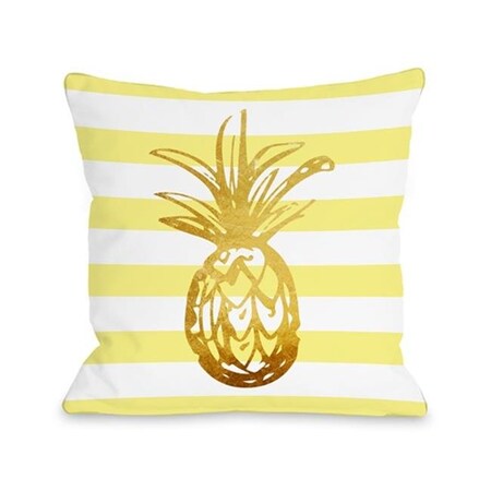 PalaceDesigns Tropical Stripes Pineapple Pillow44; Yellow - 16 x 16 in.